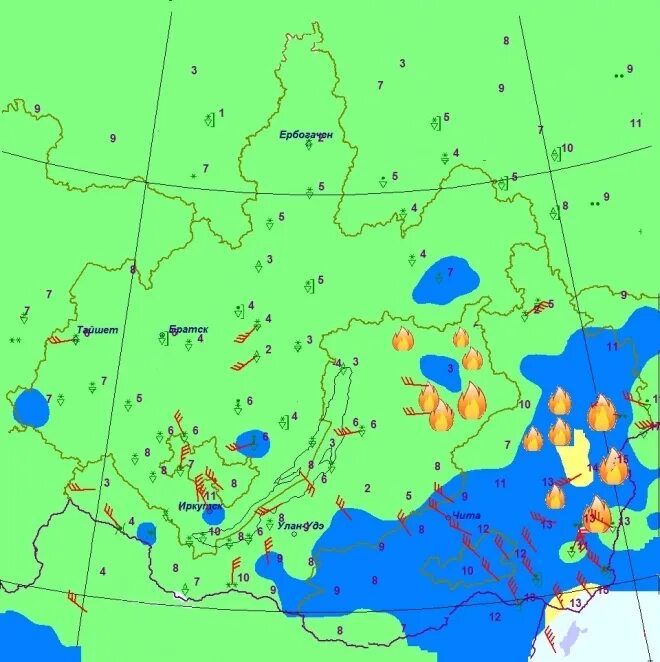 Карта погоды Братска. Погода восточное красноярский край