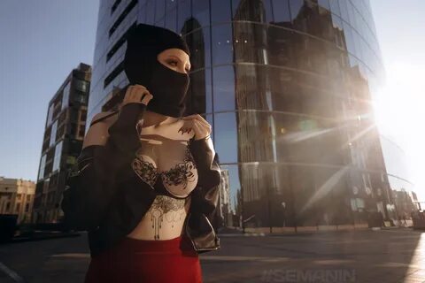 Download Wallpaper women, model, portrait, ski mask, inked girls, tattoo, l...
