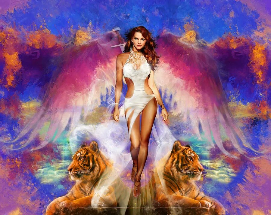 девушка с тигром фэнтези. девушка с тигром фэнтези. девушка тигр арт. девушка и тигр рисунок. весы тигр девушка.