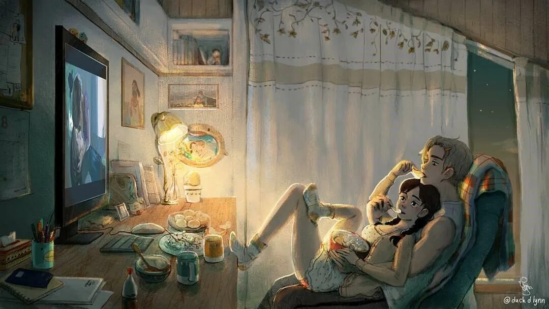 Сон жить вместе. Любовь в мелочах" Линн Чой. Иллюстрации художницы Линн Чой. Уютные иллюстрации. Романтичные иллюстрации.