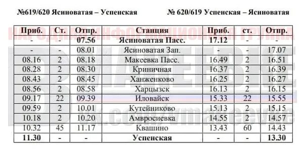 Расписание автобусов матвеев курган ростов. Макеевка Успенка электричка расписание. Поезд 619 Ясиноватая — Успенская. Расписание поезда 619/620 Ясиноватая. Поезд Макеевка Успенка расписание.