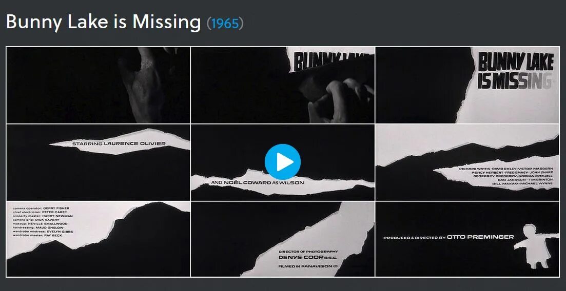 Bunny Lake is missing (1965). Сол басс титры. Горы графический дизайн. Bunny lake