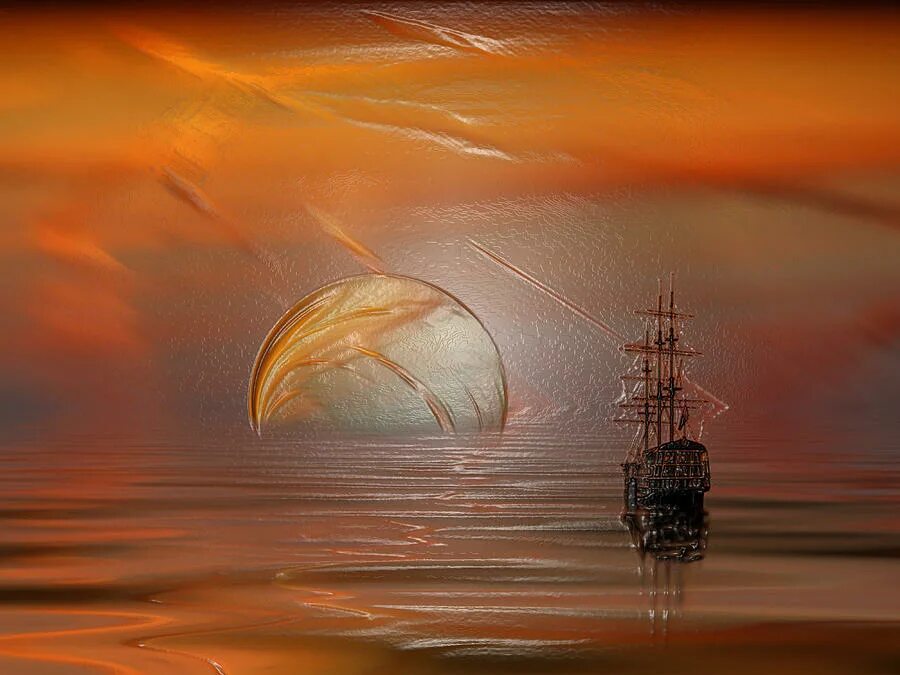 парусник на закате. парусный корабль на закате. парусный корабль на закате. барк магдалена виннен. корабль в море.