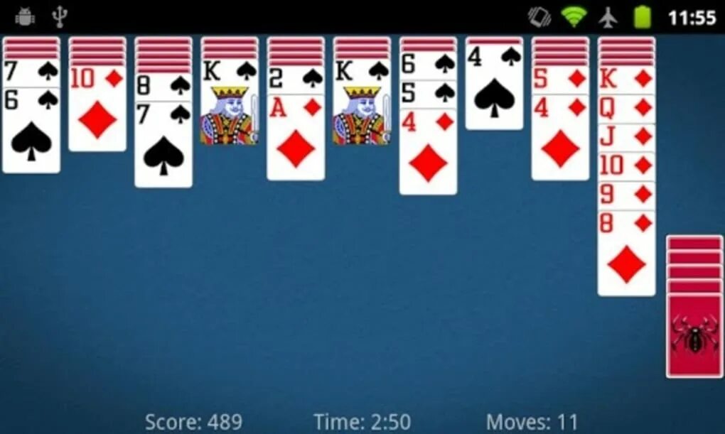 Пасьянс паук. Игра Spider Solitaire. Пасьянс "паук" 2. Пасьянс паук две масти. Бесплатные игры на телефон пасьянс паук