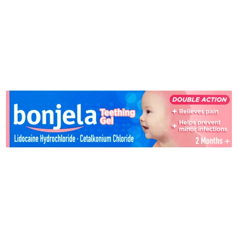 Teething gel. Teething Relief Gel. Bonjela. Calgel Teething Gel. Bonjela (Cetalkonium chloride,Choline Salicylate).