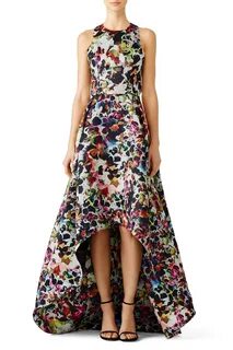 Ml monique lhuillier multi floral high low gown