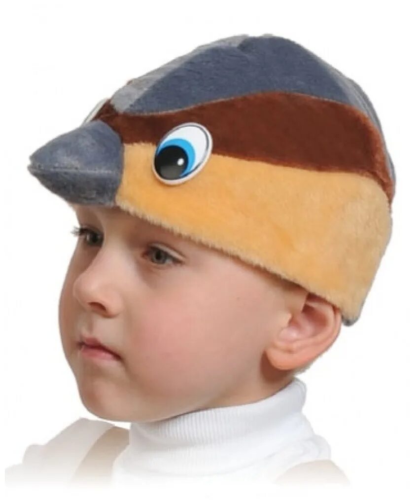 Ма-9778. Маска воробья. Шапка маска воробей. Воробей в шапке. Шапки маски для детского сада.
