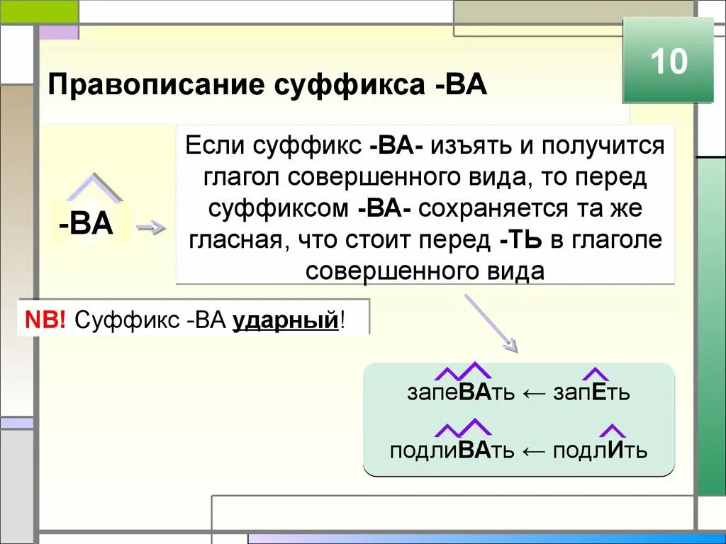 В причастии суффикс ев всегда безударный. Суффикс. Суффикс ова.