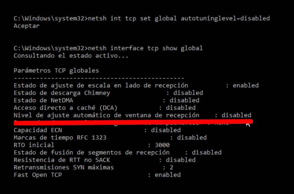 Netsh INT TCP Set Global autotuninglevel=normal. Утилита netsh. Глобальные параметры TCP. Netsh interface TCP show Global. Interface enabled