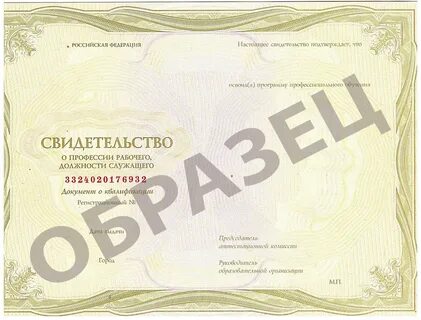 Документ о профессии рабочего должности служащего