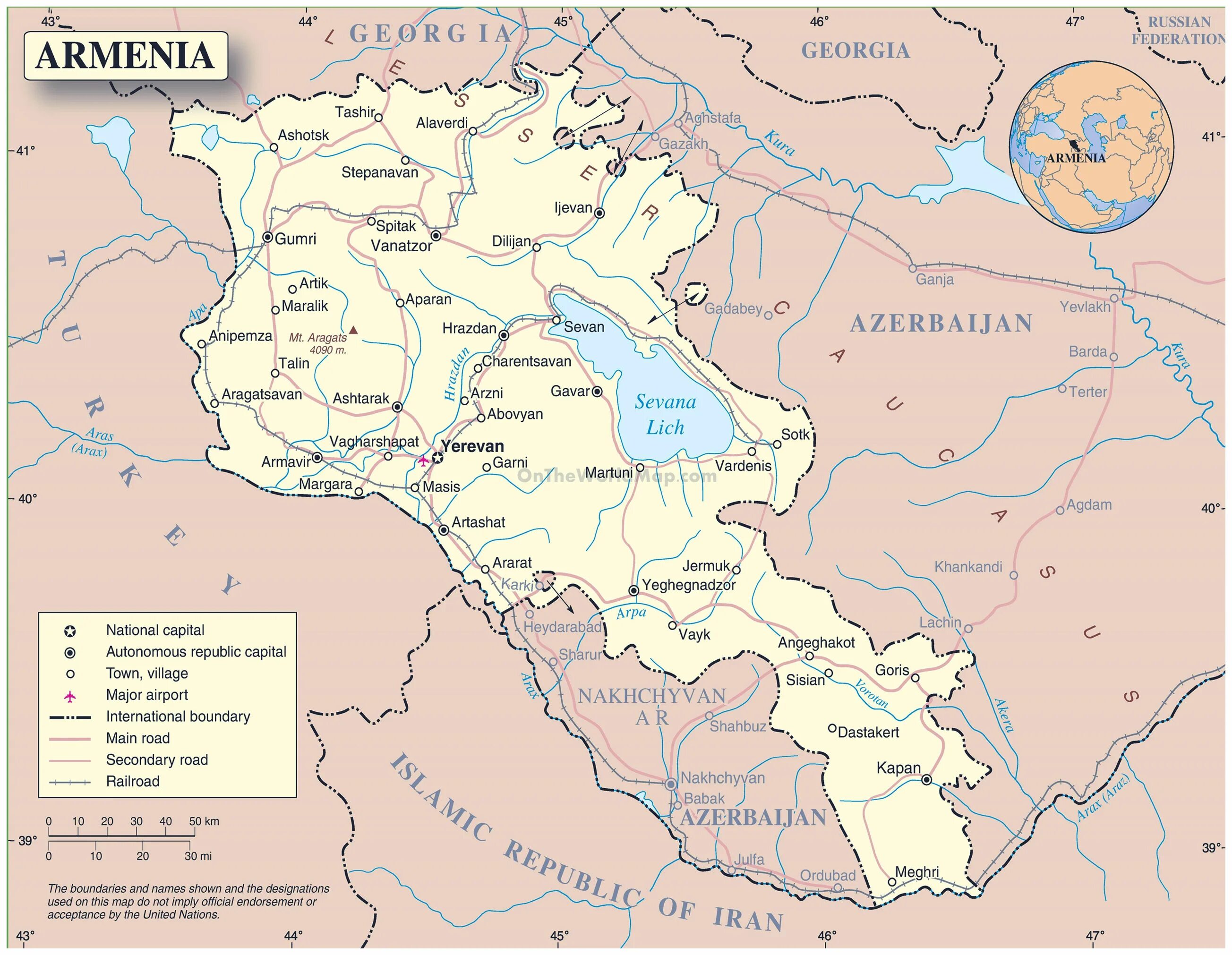 Армения расположена. Карта Армении на русском языке. Армения карта географическая. Армения на карте с границами.