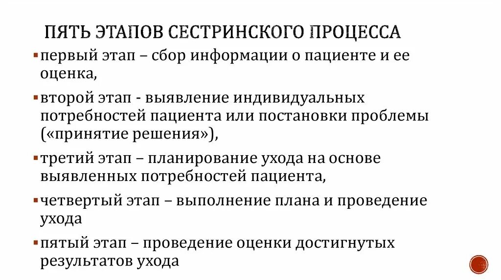 5 Сестринских этапов. План сестринского ухода 5 этапов. Третий этап сестринского процесса (1 правильный ответ):. 5 Этапов сестринского процесса кратко.