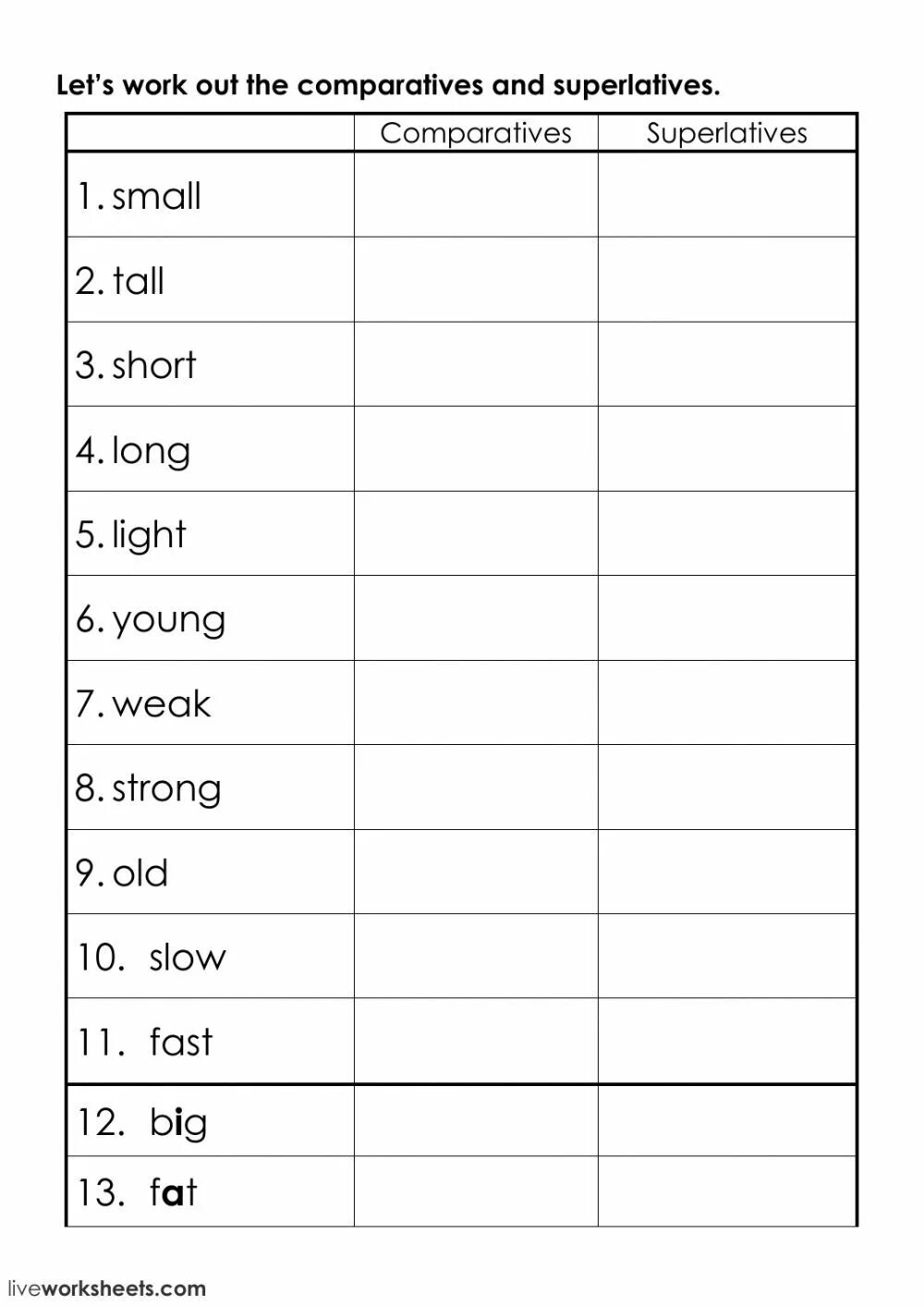 Comparative adjectives Worksheets. Comparatives and Superlatives Worksheets. Comparative and Superlative adjectives Worksheets. Comparative and Superlative adjectives Worksheets for Kids. Young comparative and superlative