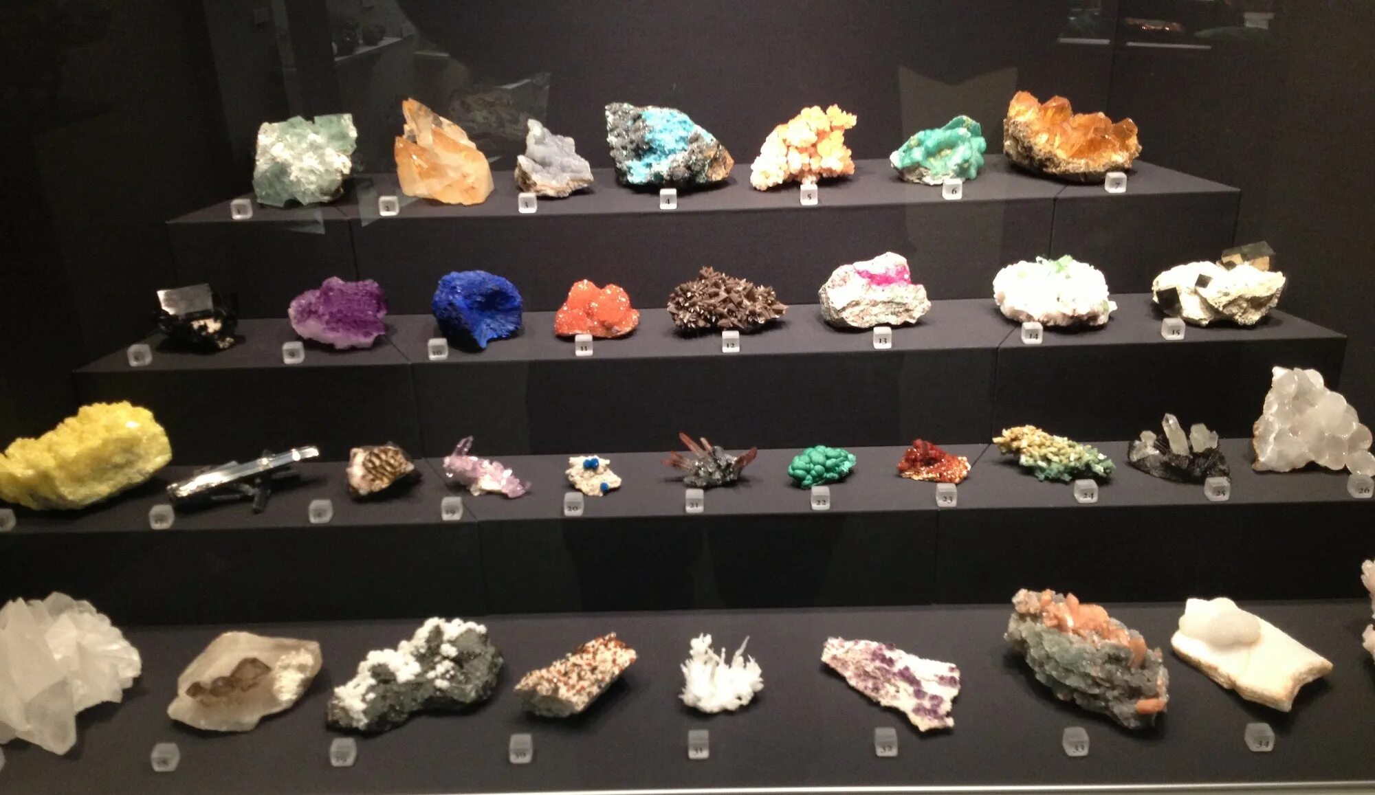 Витрина для коллекции камней. Коллекционирование камней и минералов. Драгоценные камни на витрине. Коллекция минералов и горных пород.