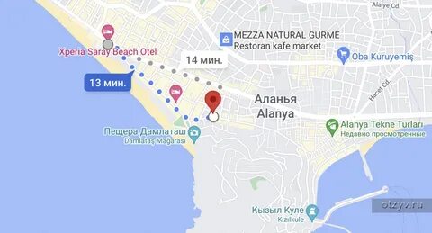Отели алании на карте