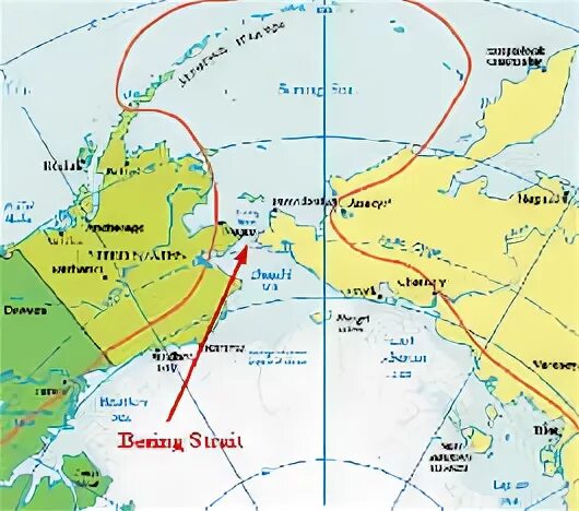 Берингов пролив на карте евразии