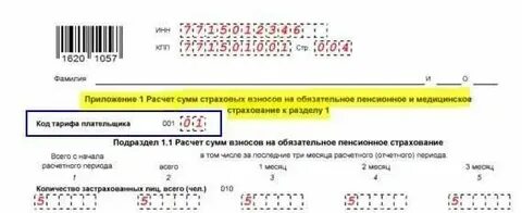 Код тарифа 20 по страховым взносам
