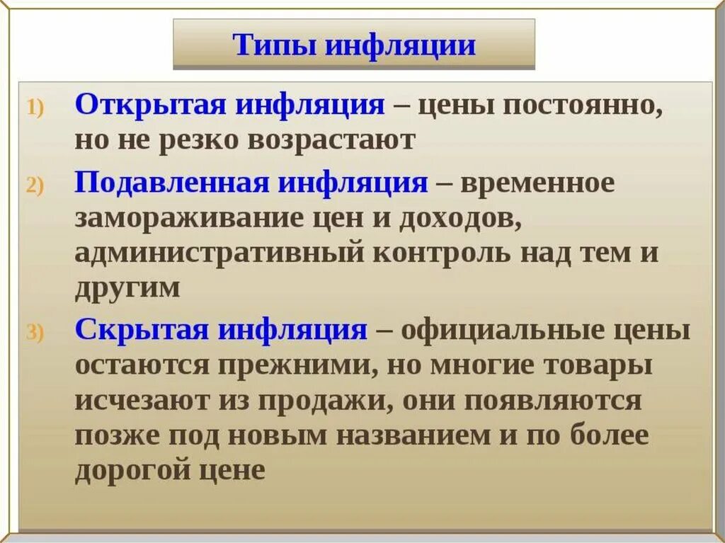 Урок обществознания по теме инфляция