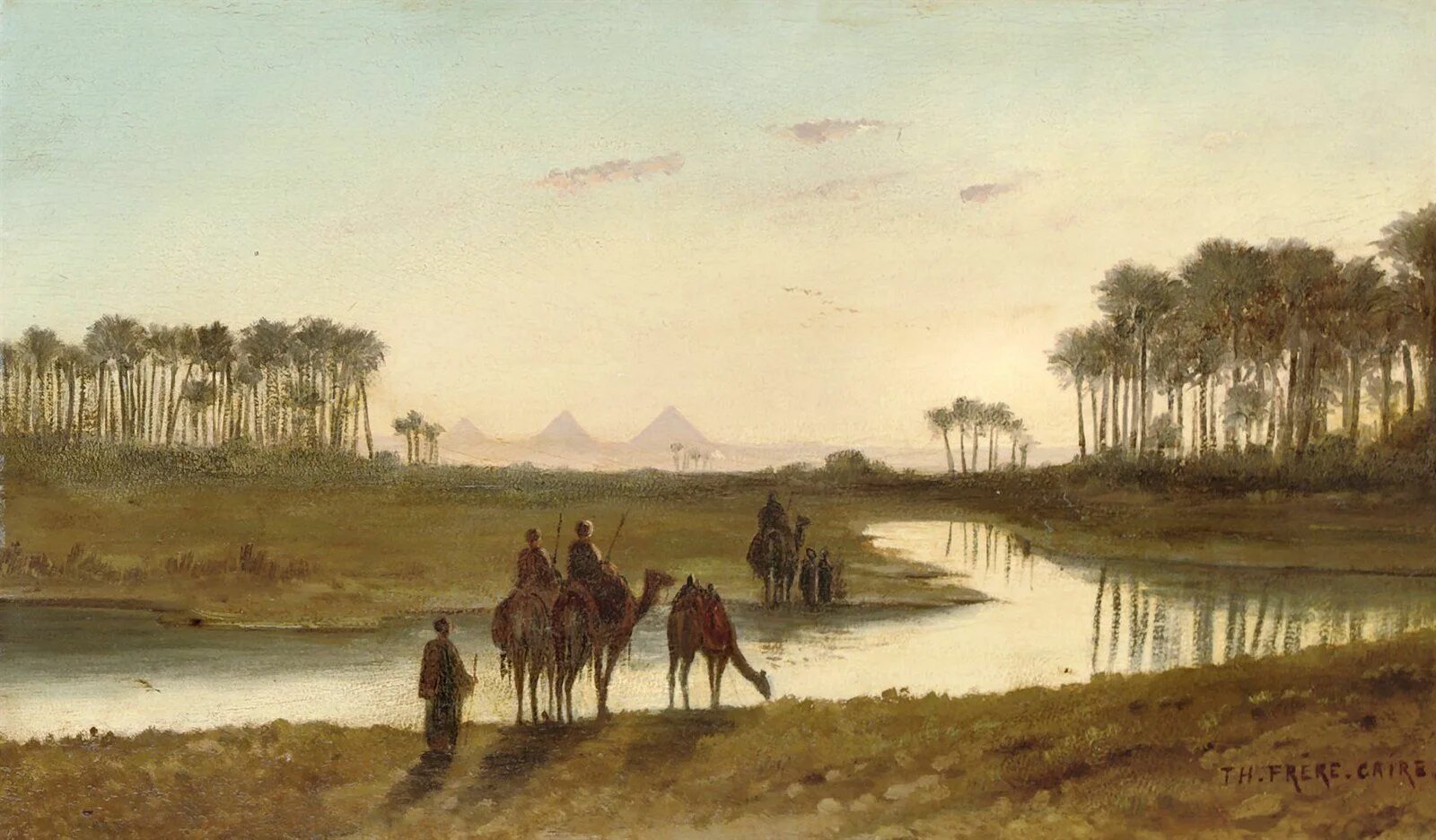 Charles-Theodore frere. Верблюд картина. Восход на Ниле.