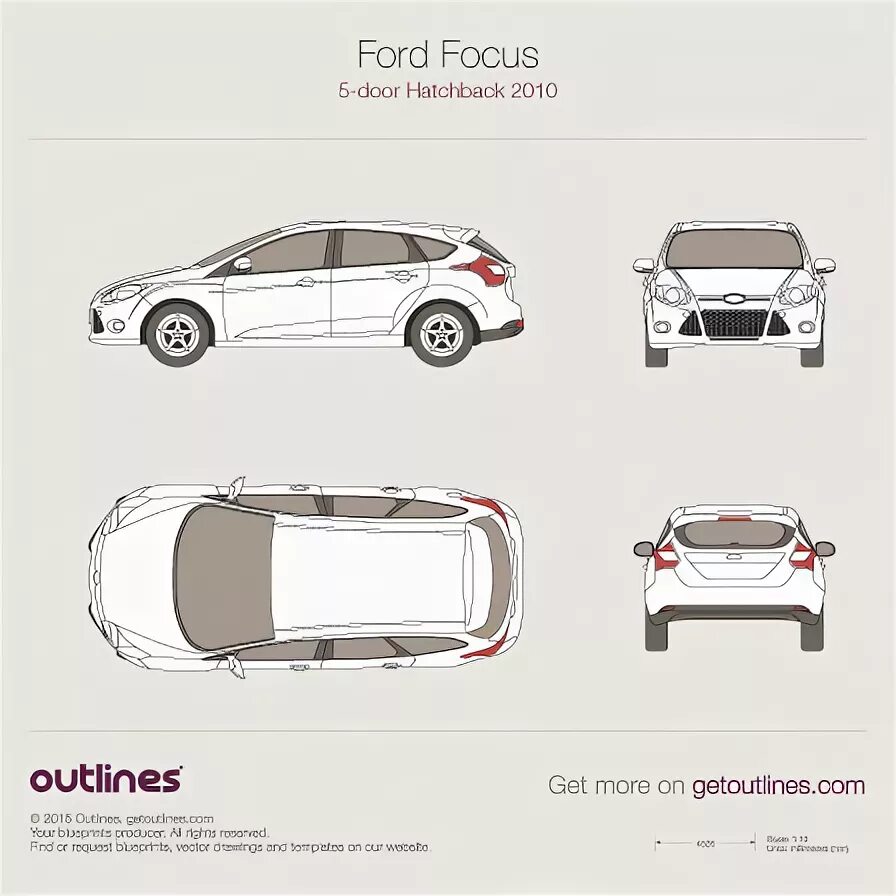 Габариты фокус 2. Ford Focus 2013 чертеж. Габариты Форд фокус 3 хэтчбек.