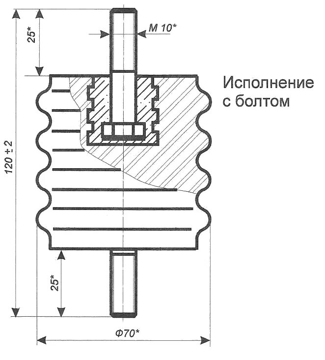 Гайкой). Изолятор м10. 3. Изолятор опорный са-3/6 (армир. Гайкой м10) электрофарфор цб-00000443.