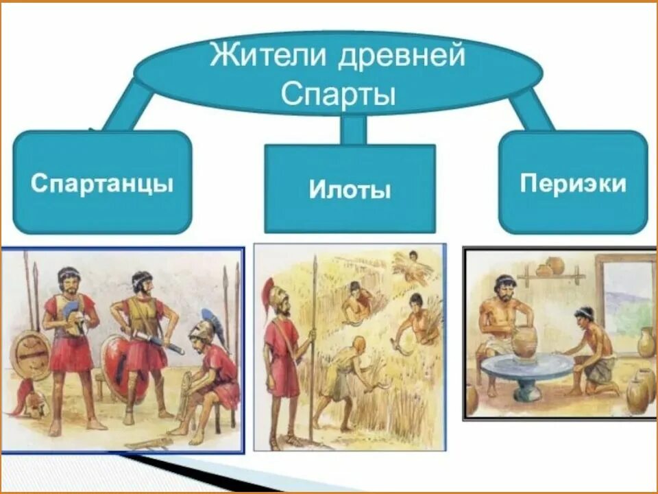 Древняя спарта 8 класс литература краткое содержание. Спартиаты периэки илоты. Древняя Спарта периэки. Спартанцы периэки илоты занятия. Спарта спартиаты периэки.