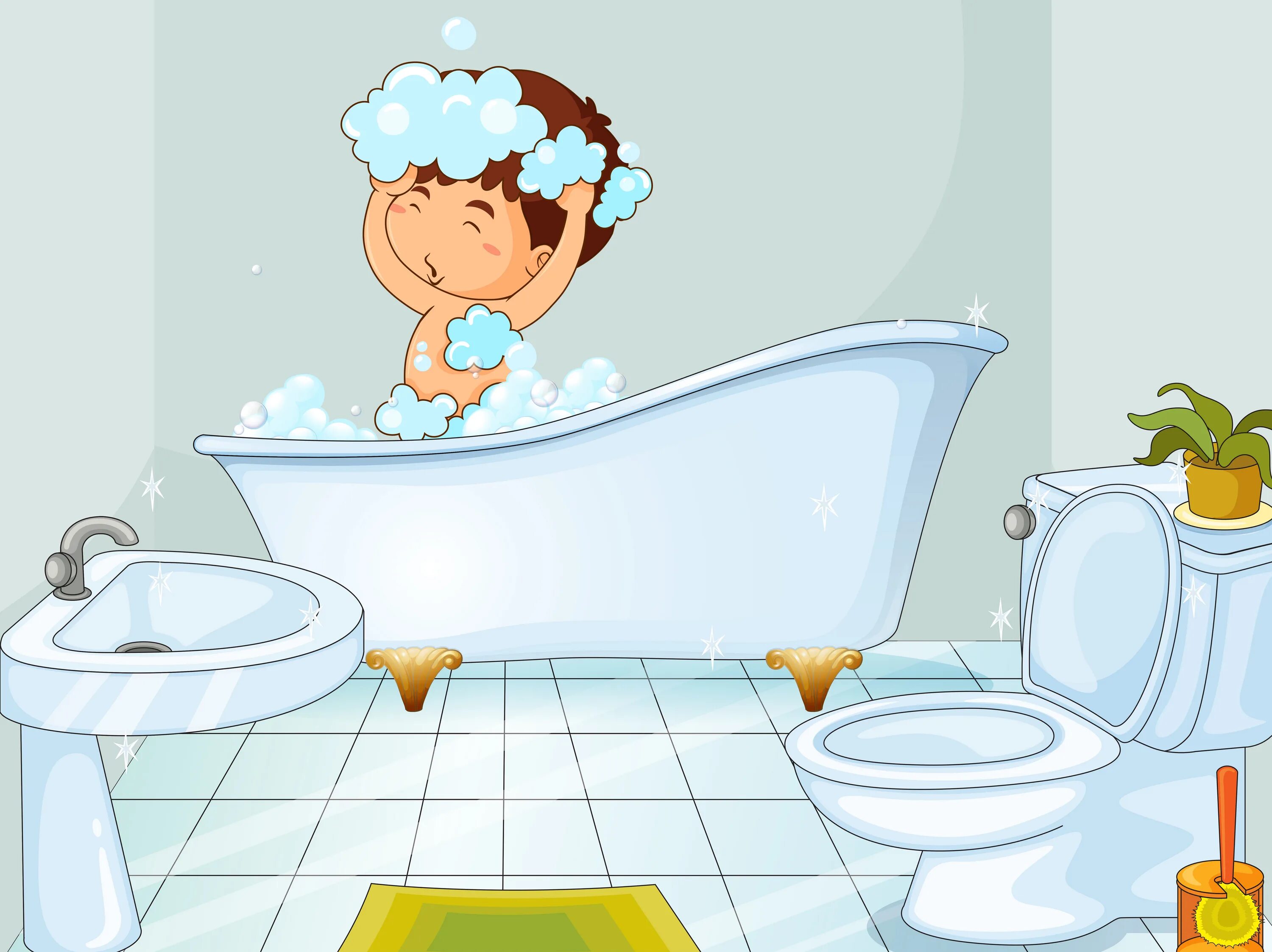 He s in the bath