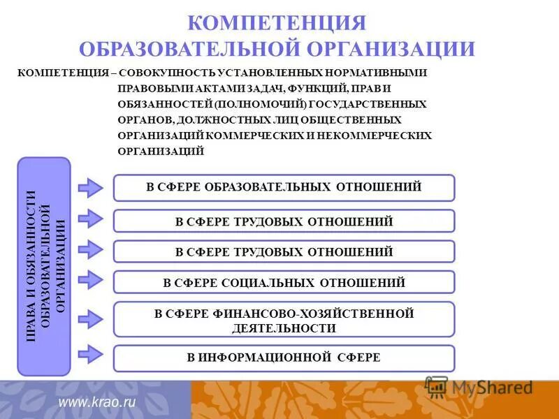 Компетенция и ответственность образовательных организаций