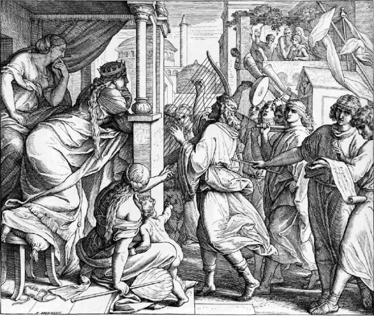 4. Юлиус шнорр фон карольсфельд. Давид отрезает край одежды саула. Юлиус шнорр фон карольсфельд гравюры. Давид перед ковчегом завета.