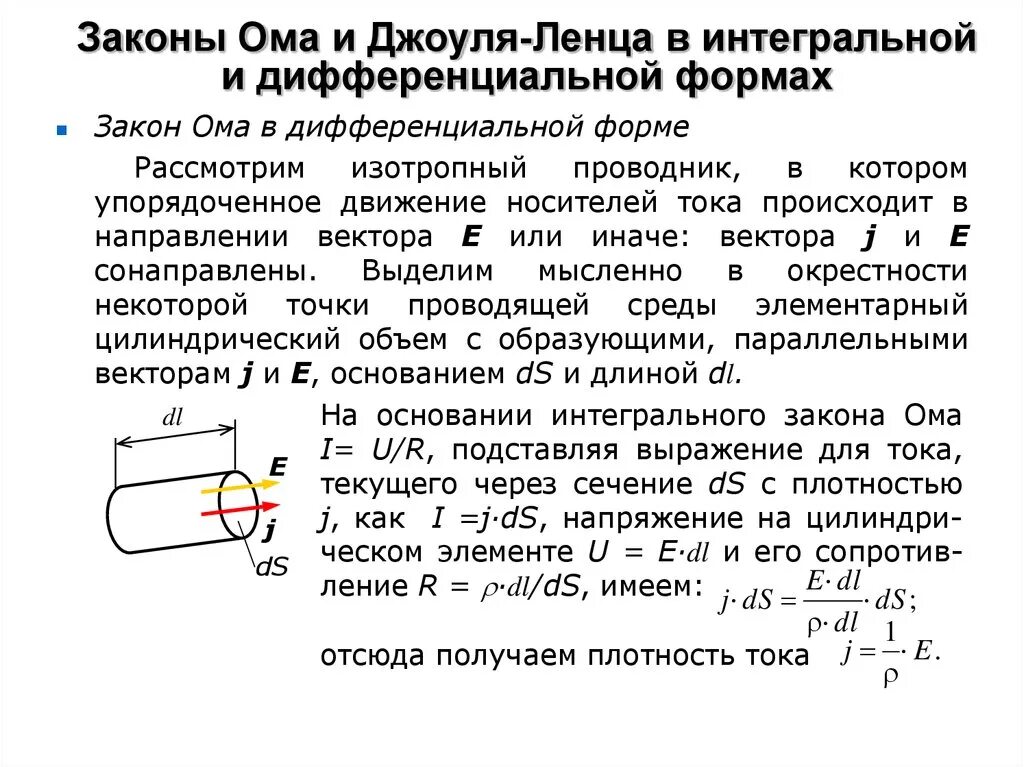 Интегральный закон джоуля ленца. Закон Джоуля Ленца в дифференциальной форме и интегральной форме. Закон Ома и Джоуля Ленца в дифференциальной форме. Закон Джоуля Ленца в интегральной и дифференциальной формах. Закон Ома и Джоуля Ленца в интегральной и дифференциальной формах.