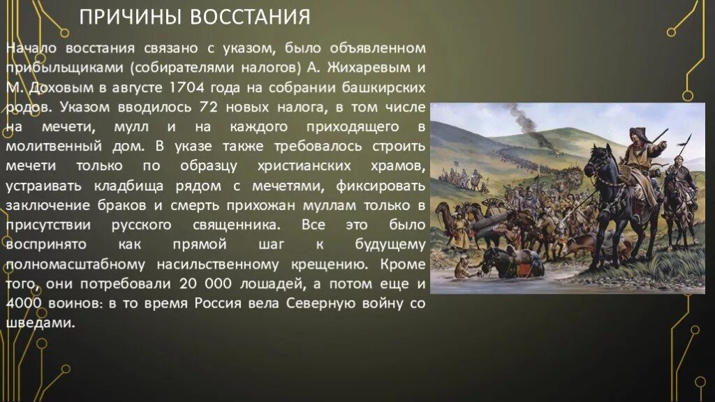 Основные события башкирского восстания 1705 1711 таблица Расскажи о башкирском восстании 1704 1711