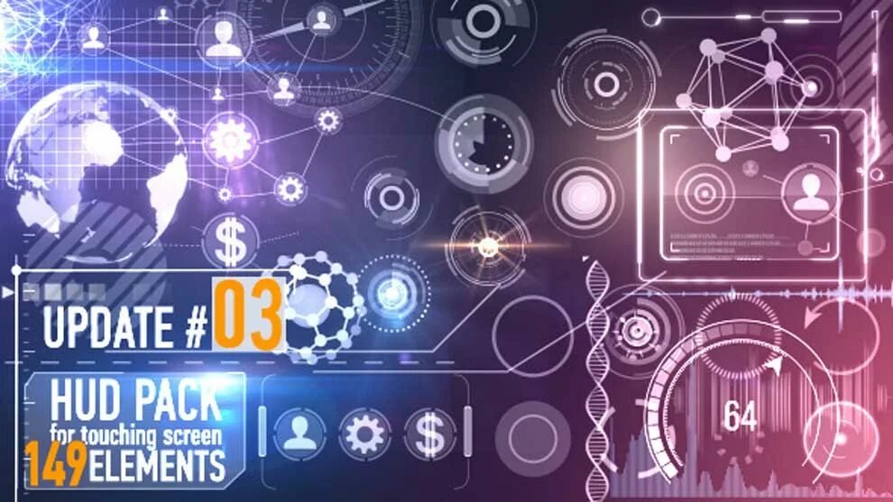 Elements touch. Hud elements pack. футажи - videohive - 149 hud elements pack for touch screen. element 5 экран. update elements.
