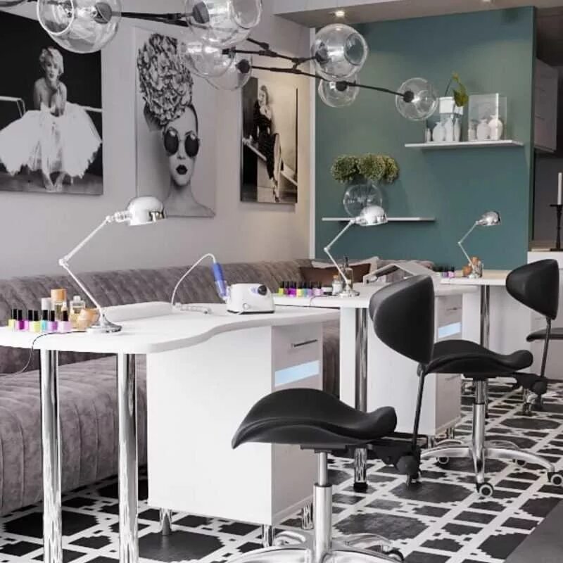 Модный салон маникюра Nail Salons Salon interior design, Salon interior, Nail salon interior