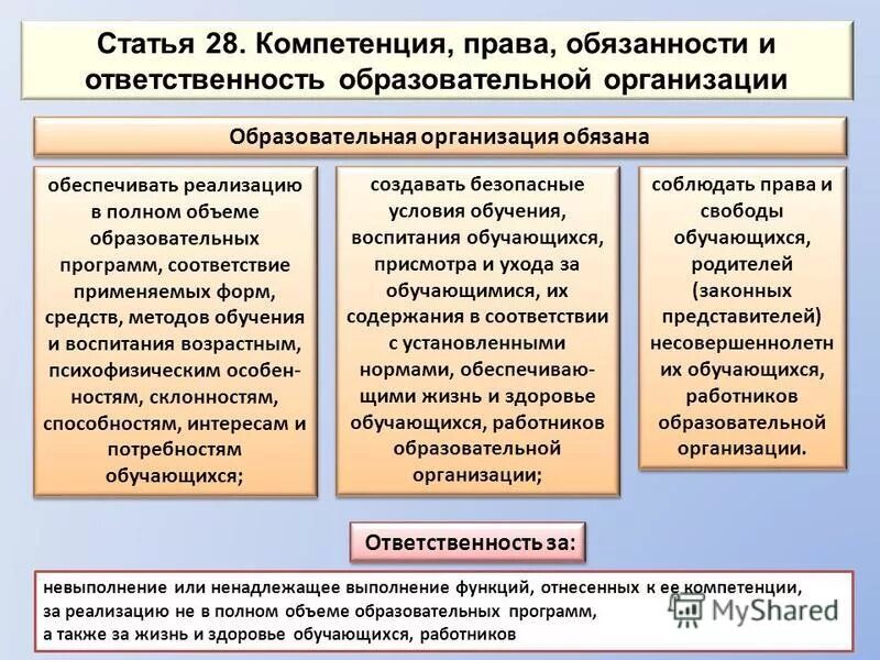 273 фз обязанности образовательной организации