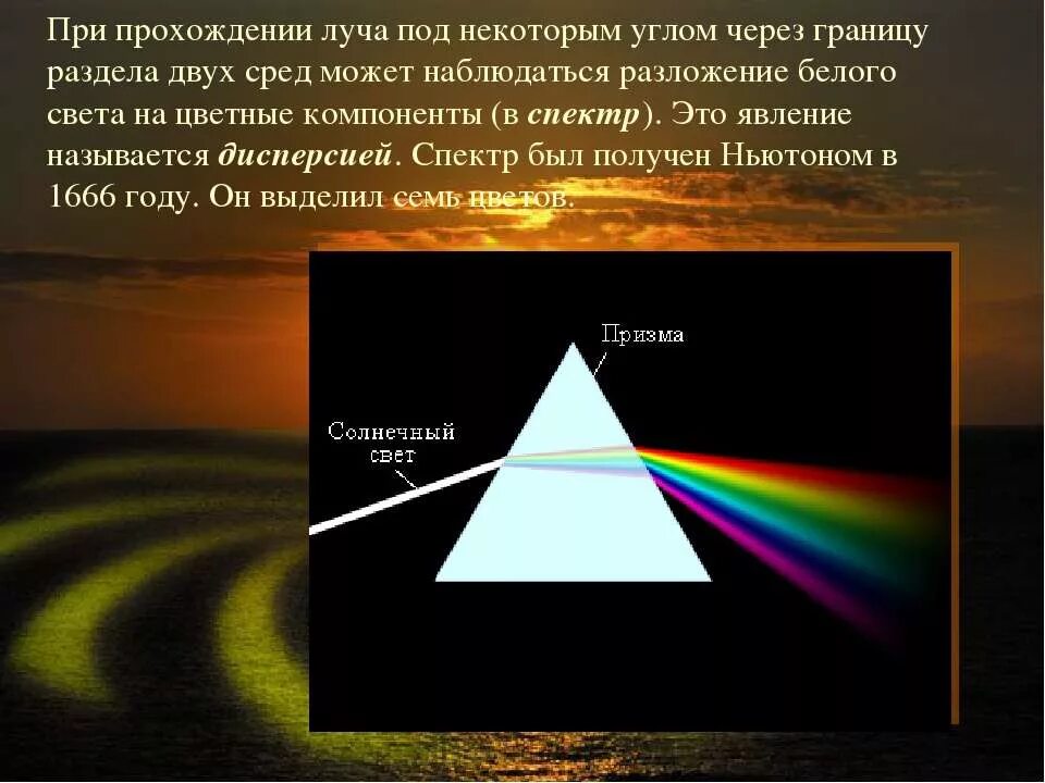 Чем объясняется дисперсия белого. Свет через призму. Разложение белого цвета в спект. Разделение белого света на спектр. Проход луча через призму.