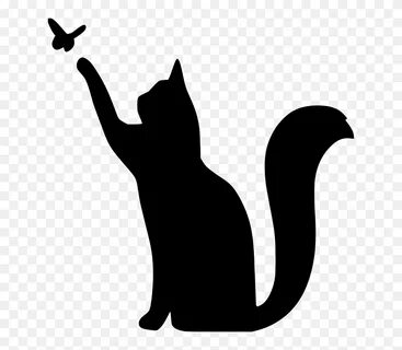 Download Cat Stencil Drawing Silhouette Clip Art - Cat Playing Silhouette - Png 