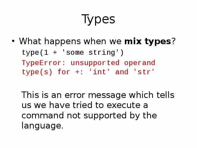 Unsupported operand Type s for INT and Str питон. Unsupported operand Type(s) for +: 'INT' and 'Str'. TYPEERROR: unsupported operand Type(s) for. Unsupported operand Type(s) for +: 'NONETYPE' and 'INT'.