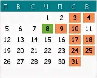 9 дней выпадает на воскресенье