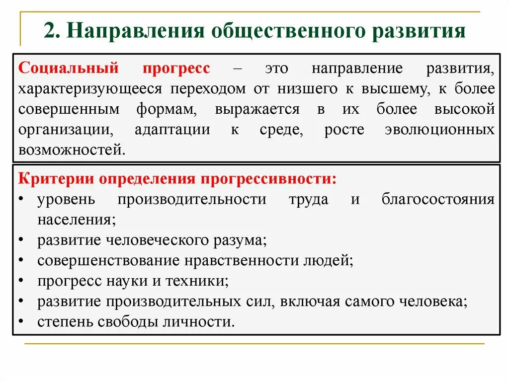 Общественный прогресс направления