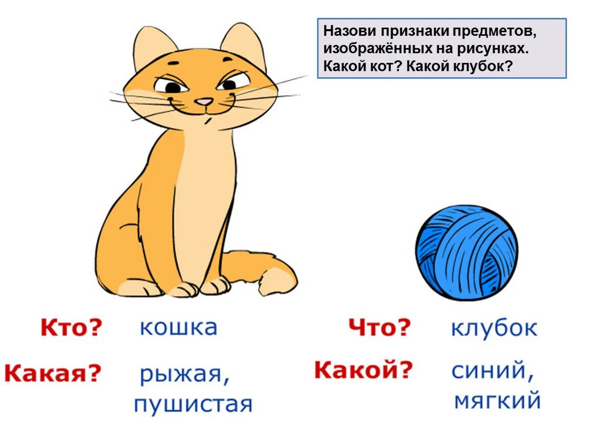 Назови признаки. Роль слов в речи 1 класс. Какой кот признаки слова признаки предметов. Какой кот.