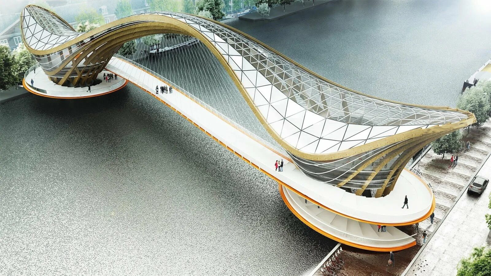 Bridge from the future. Футуризм бионика архитектура. habitable bridge нидерланды. habitable bridge нидерланды архитектор. пешеходный мост аргансуэла мадрид..