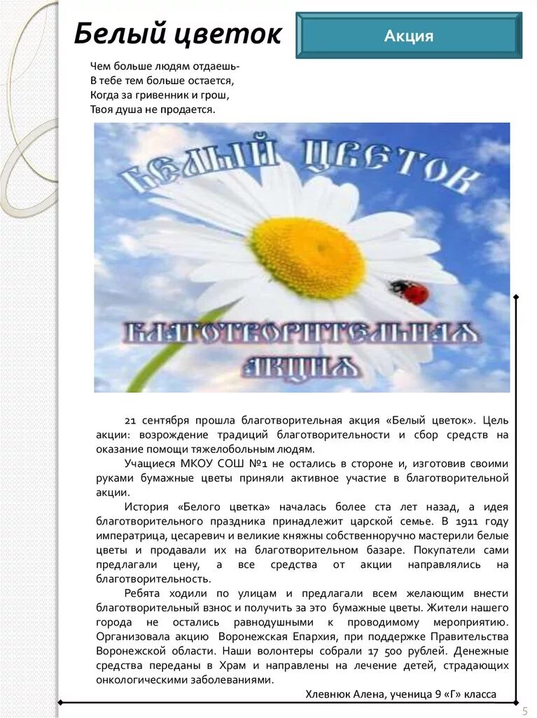 Белый цветок информация. Акция белый цветок. белый цветок мероприятие. благодарность белый цветок. акция белый цветок шаблон.