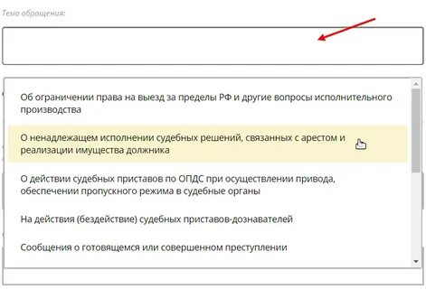 Заявление через сайт приставов