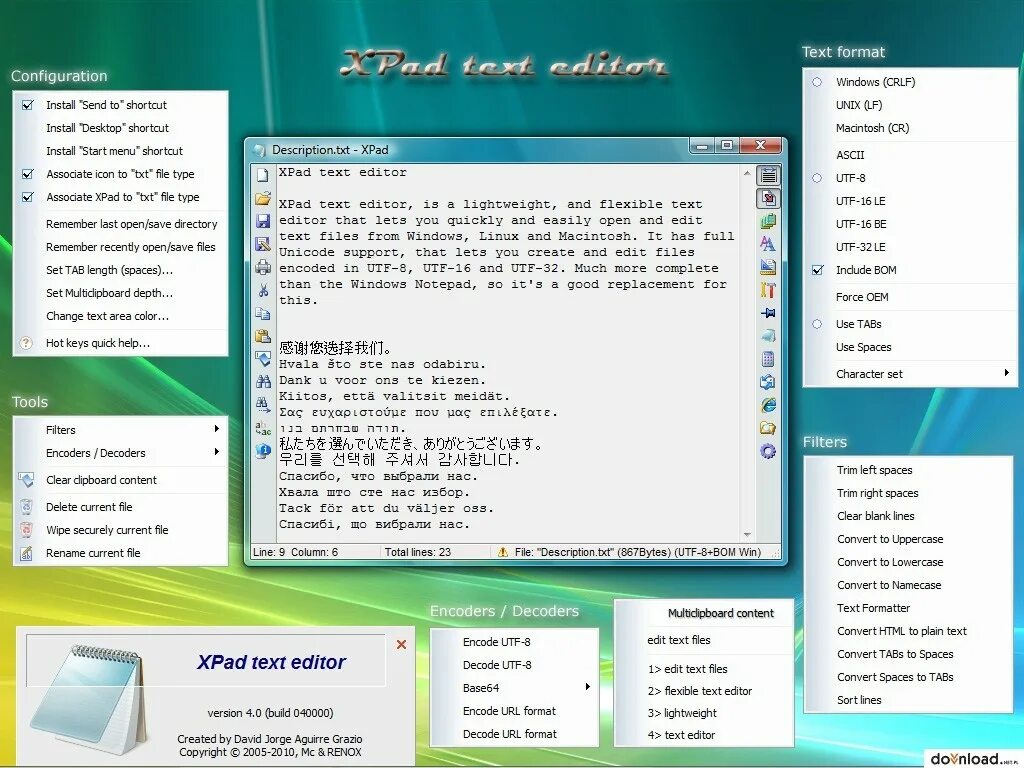 XPAD Linux. Текстовый редактор Windows и Linux. Text Editor. Plain text Editor это.