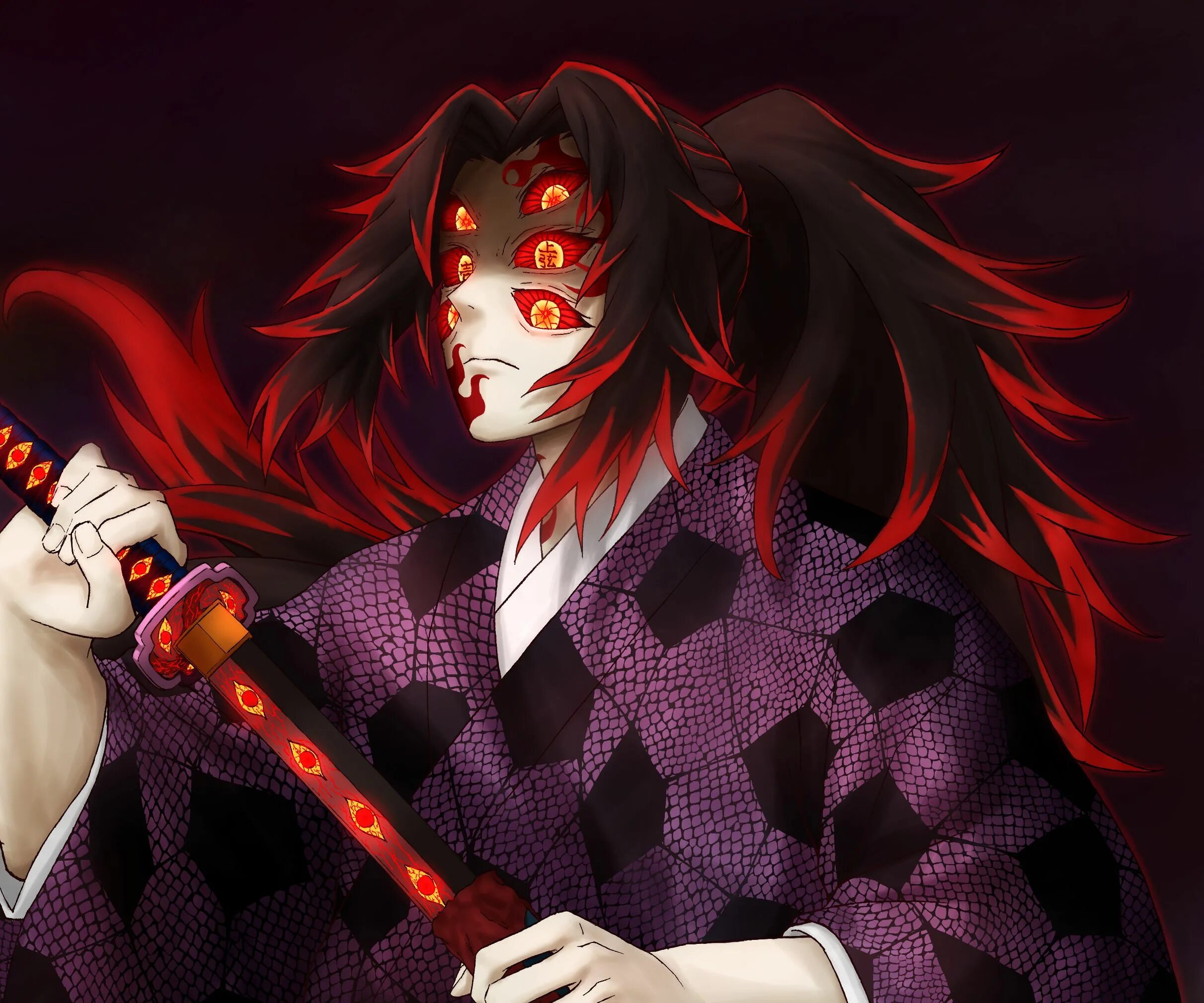 Истребитель демонов высшие луны. Kokushibo Demon Slayer Wallpaper. Kimetsu no Yaiba Wallpapers PC Kokushibo.