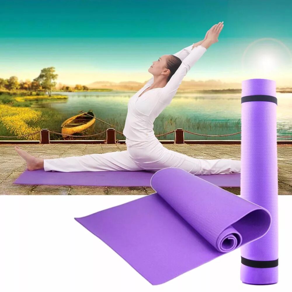 Коврик для йоги и фитнеса 10mm 180x60см, Silver. Yoga mat коврик для йоги. Коврик для йоги, Eco-friendly.. Занятие на коврике фитнес. Какой хороший коврик для йоги