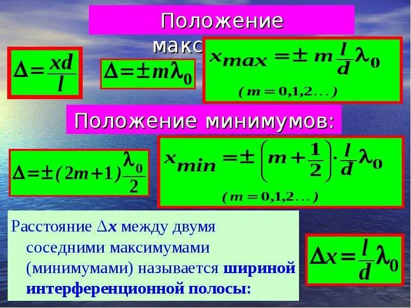 Интерференция света условия максимума и минимума. Интерференция света формулы. формулы по интерференции света. интерференция света физика формулы. максимум интерференции формула.