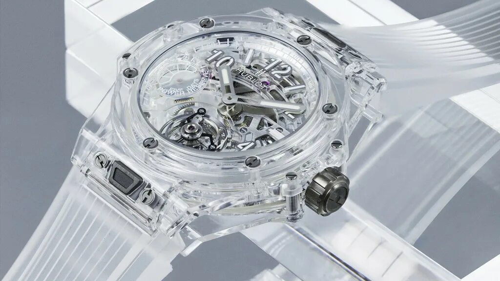 Часы прозрачные наручные. Hublot unico Sapphire. Hublot big Bang unico прозрачные. Hublot big Bang transparent. Hublot с сапфирами.