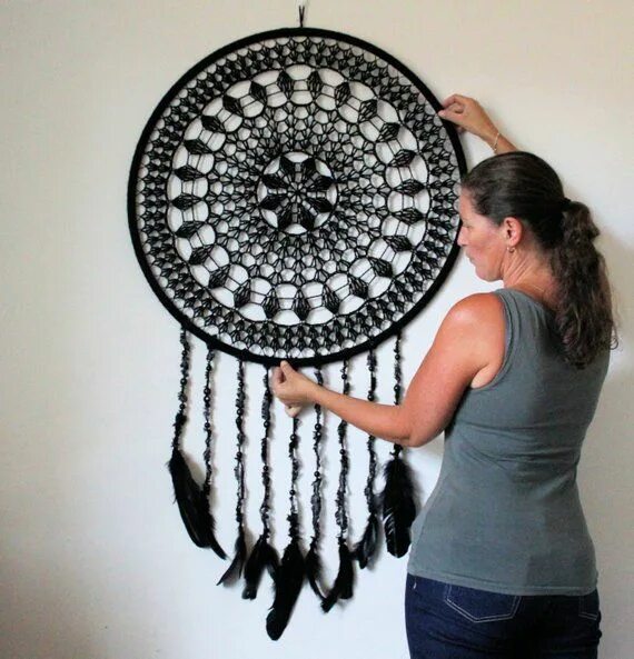Ловец снов крючком схемы и фото Large Mint Dream Catcher Boho Wedding Decor Bohemian Bedroom Decoration Wall Han