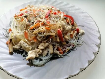 Фунчоза с курицей перец огурец рецепт